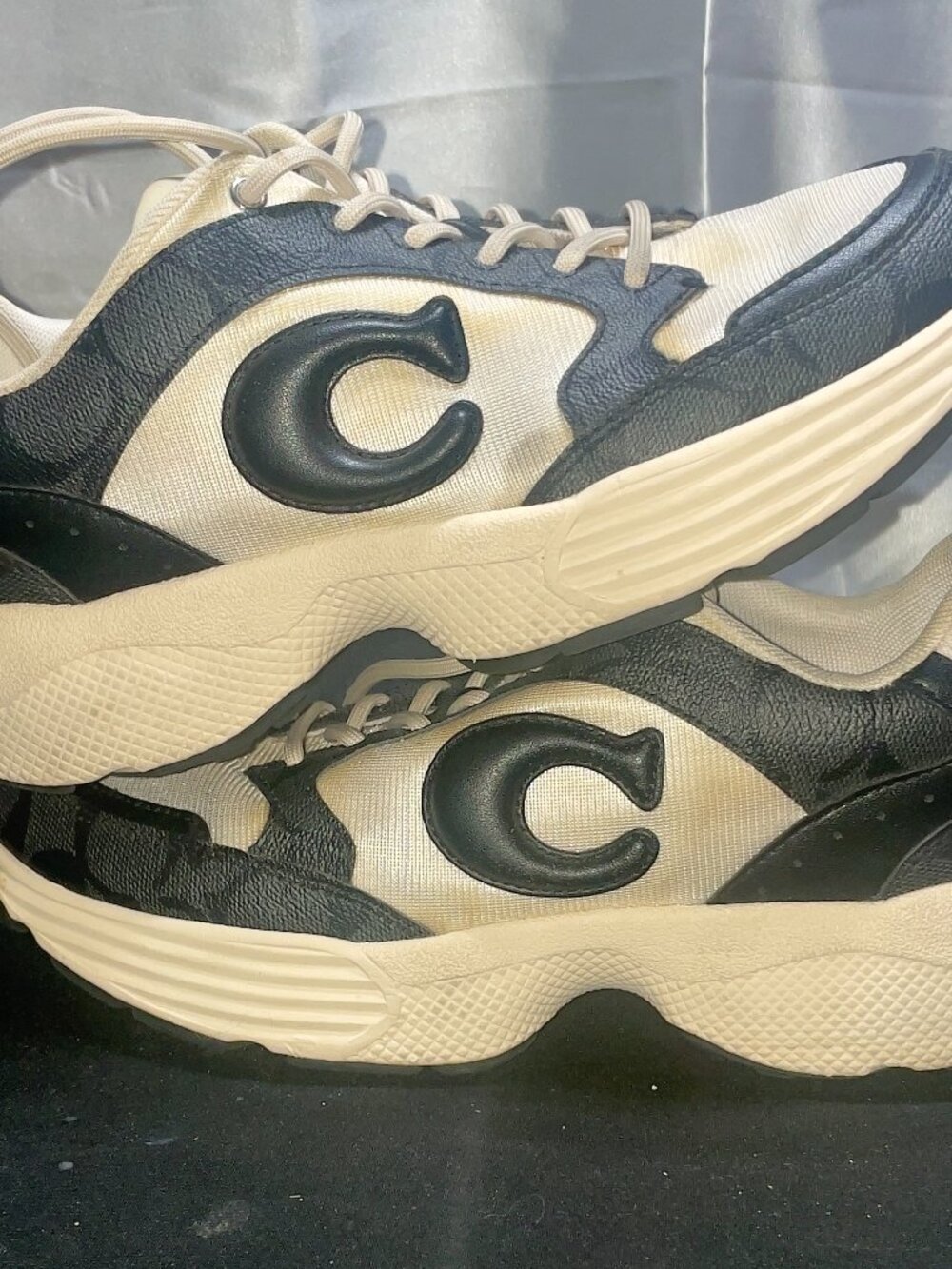 Coach | Colorblock White Blue | Lace Up Low Top Mesh Leather Athletic |Original - Picture 3 of 8